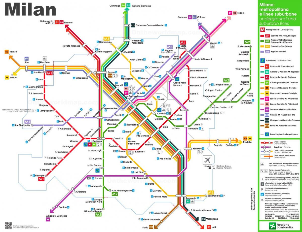 ミラノの交通地図
